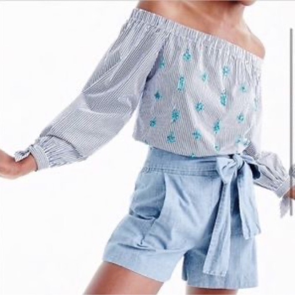 J. Crew Off-The-Shoulder Embellished Top - Picture 2 of 10